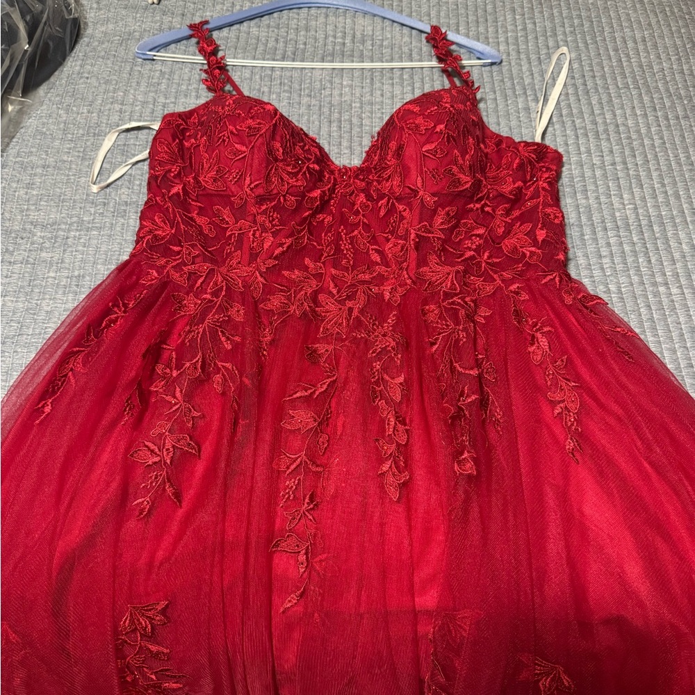 Joules Red Embellished Sweetheart Gown for Prom